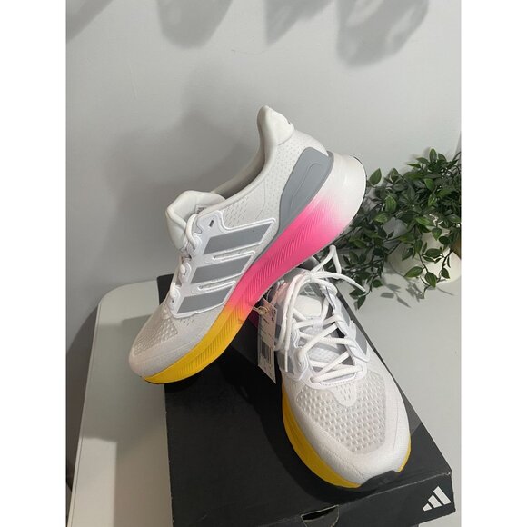 Adidas Ultrarun 5 Running Shoes White/Pink/Yellow US 11.5 Mens Lightweight - Picture 5 of 16